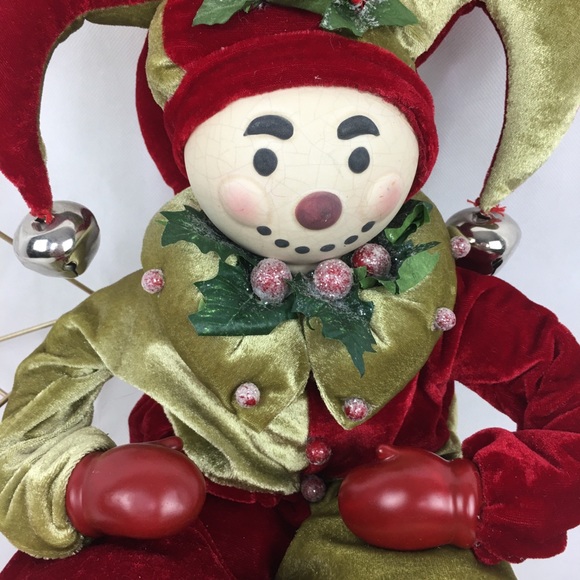 Jolly Green & Red Velvet Holiday Elf - Picture 2 of 7